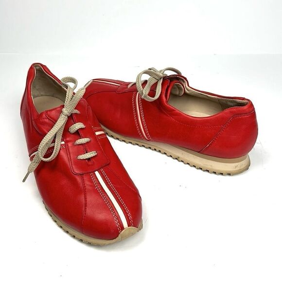 PAUL GREEN Austria Red Leather Lace Up Sneakers US 9,5 - Picture 1 of 15